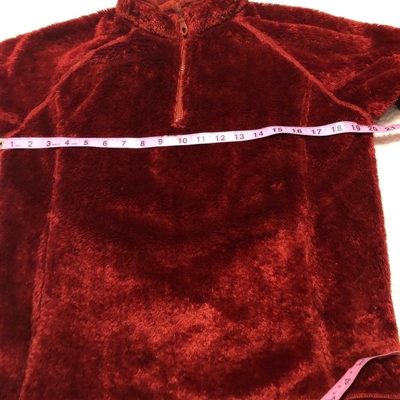 Women’s Cabela’s Red Fluffy Fleece 1/4‎ Zip Polartec Jacket. Size Small. WARM - Picture 7 of 11